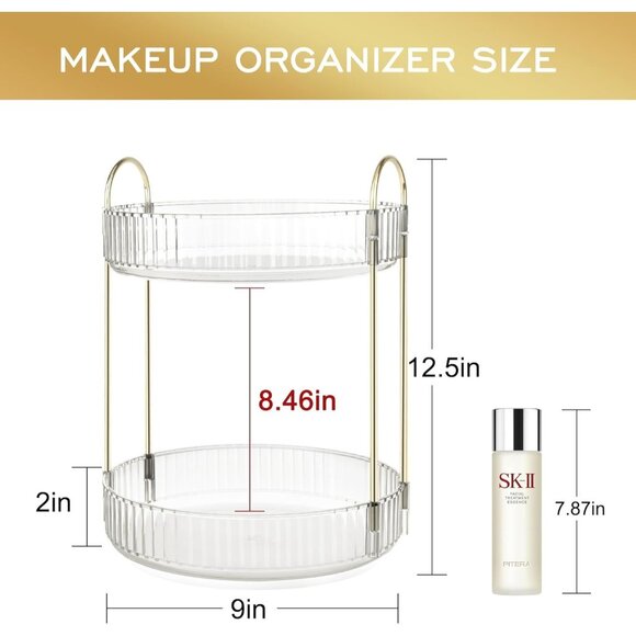 Women's 360° Rotating Makeup Organizer, High-Capacity Bathroom Organizer - Picture 2 of 6
